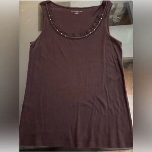 Ann Taylor Tank Top Womens Medium Purple Tank Top W/Pretty Silver Embellishment